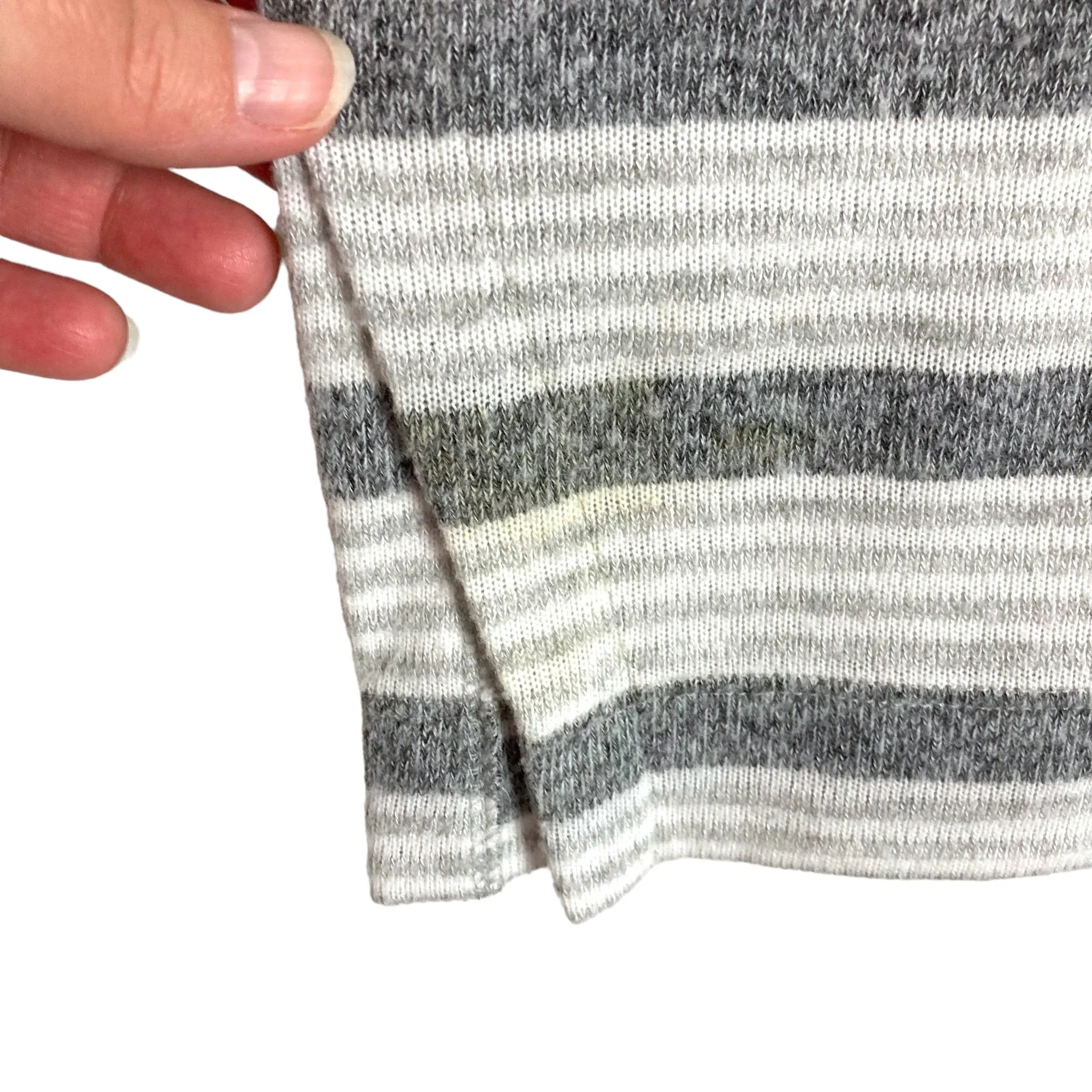 Loft Gray/White Striped Lightweight Turtleneck Tunic Sweater- Size L (see notes)