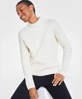 Macy's On 34th Women's Mock-Neck Cable-Knit Pullover Sweater