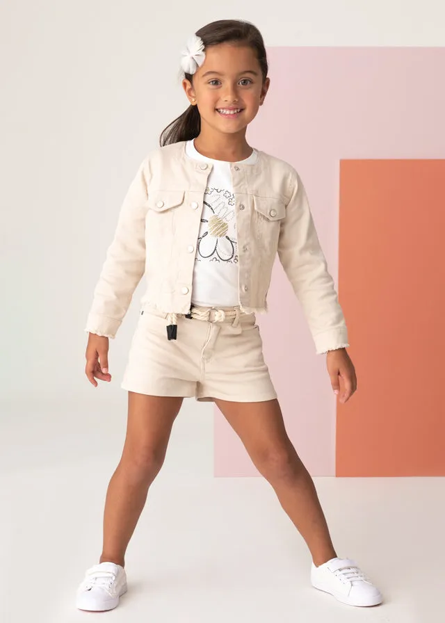 Mayoral Basic twill shorts for girl - Oat