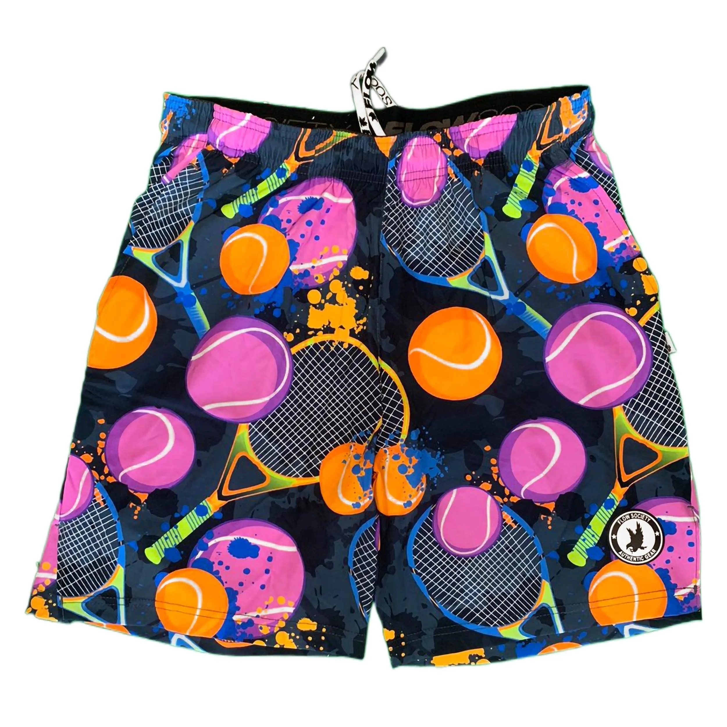 Mens Tennis Flow Print Short 7 Charcoal