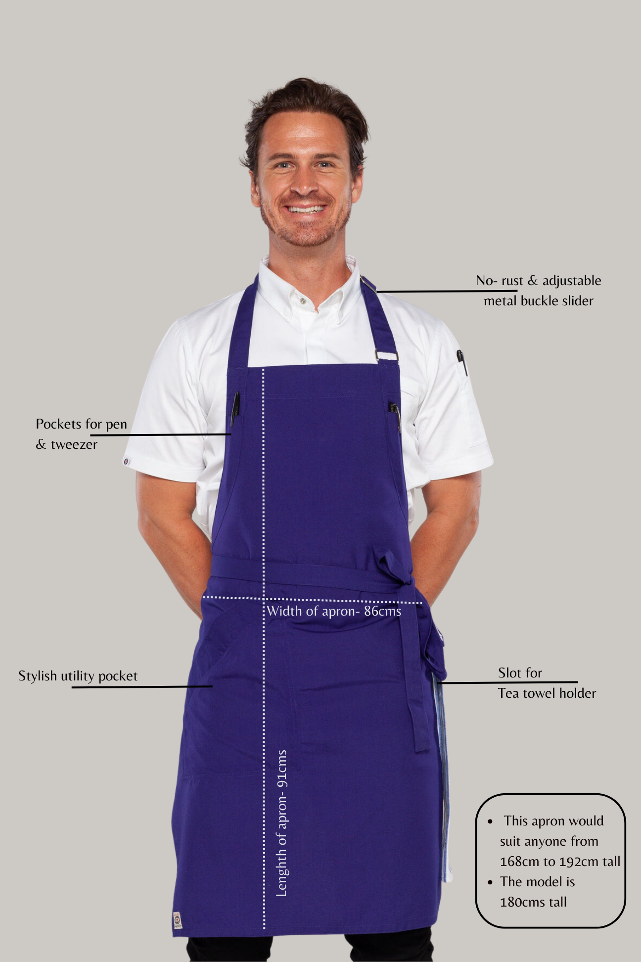 Niche Royal blue chef apron one size