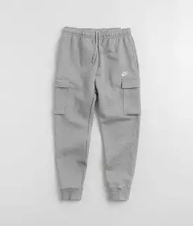 Nike Club Fleece Cargo Joggers - Dark Grey Heather / Matte Silver / White