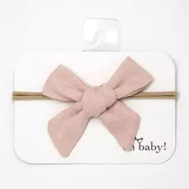 oh baby! School Girl Bow Linen Nylon Headband - Medium Bow - Blush