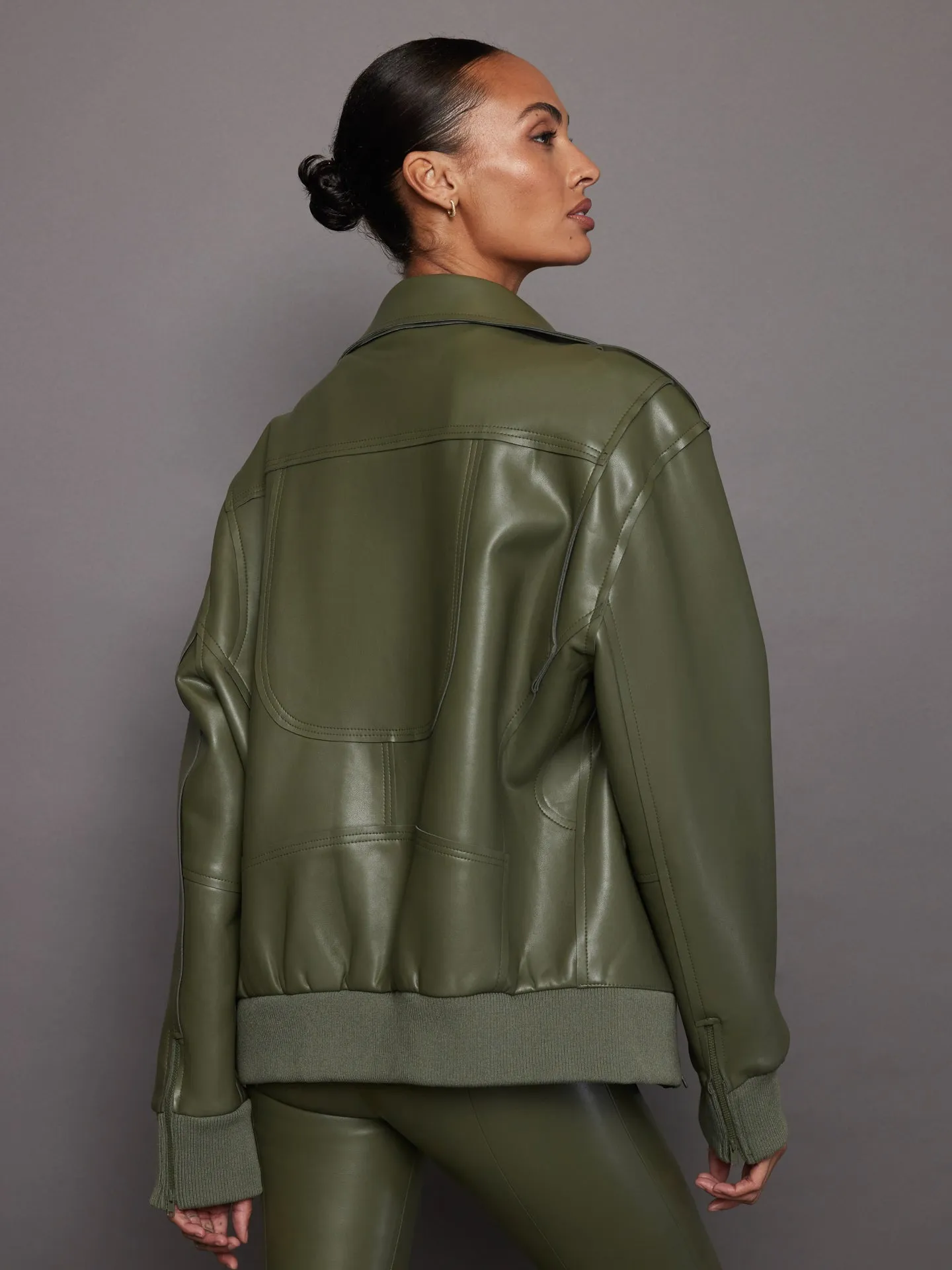 Oversized Moto Jacket - Military