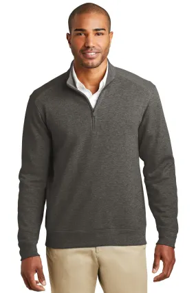 Port Authority Interlock 1/4-Zip K807 Charcoal Heather/ Medium Heather Grey