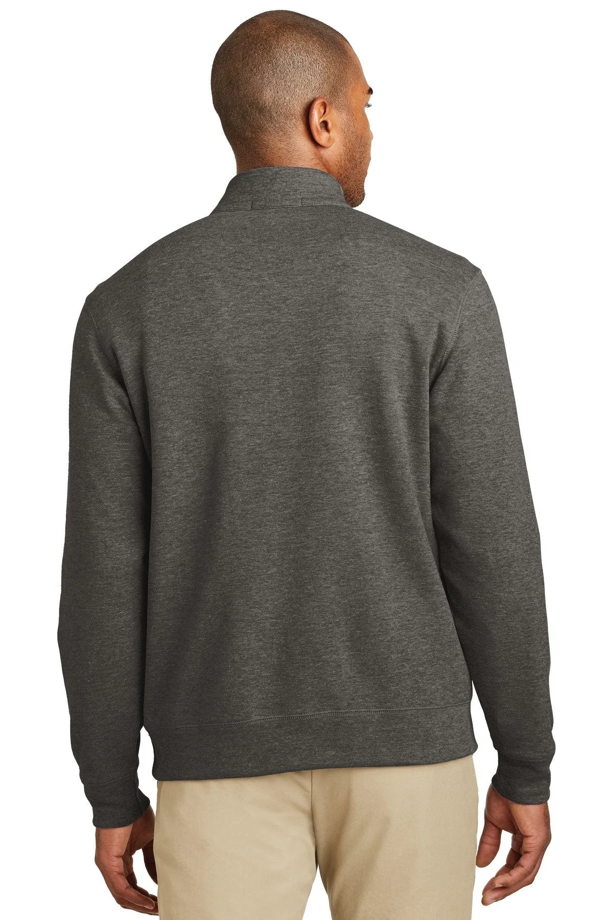 Port Authority Interlock 1/4-Zip K807 Charcoal Heather/ Medium Heather Grey