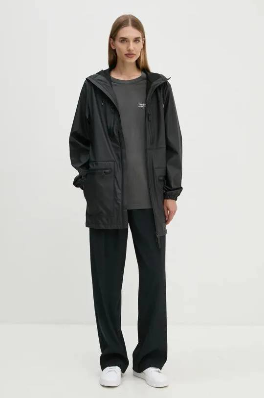 Rains jacket Cargo Long Jacket W3 black color 12060-01