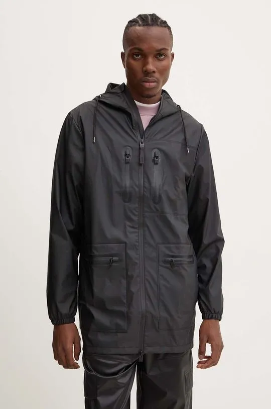 Rains jacket Cargo Long Jacket W3 black color 12060-01