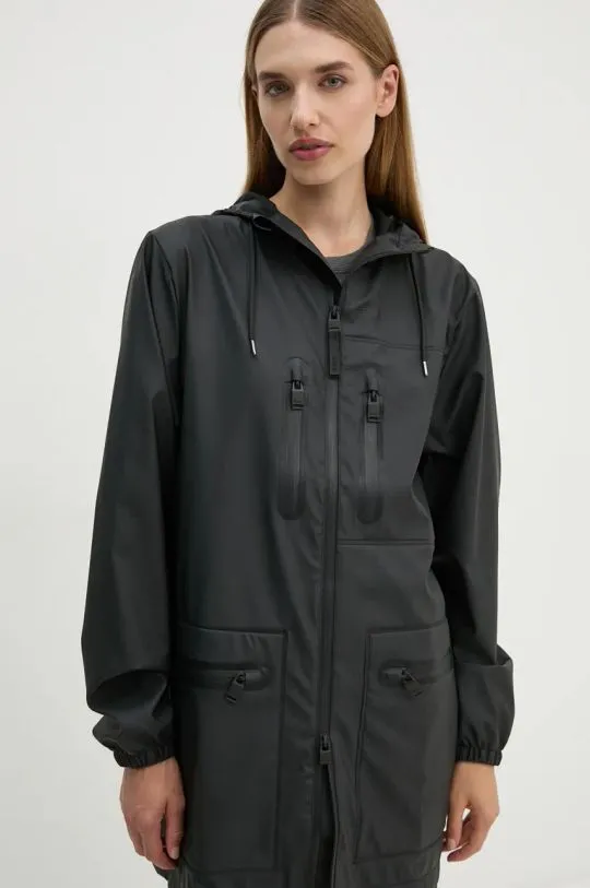 Rains jacket Cargo Long Jacket W3 black color 12060-01