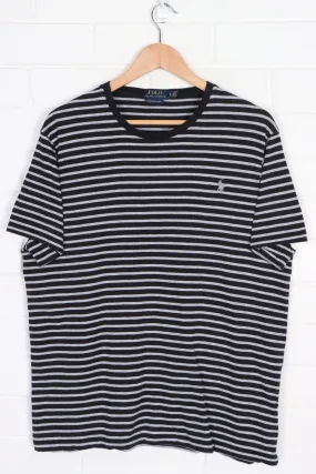 RALPH LAUREN POLO 'Custom Slim Fit' Black Striped Single Stitch T-Shirt (L)