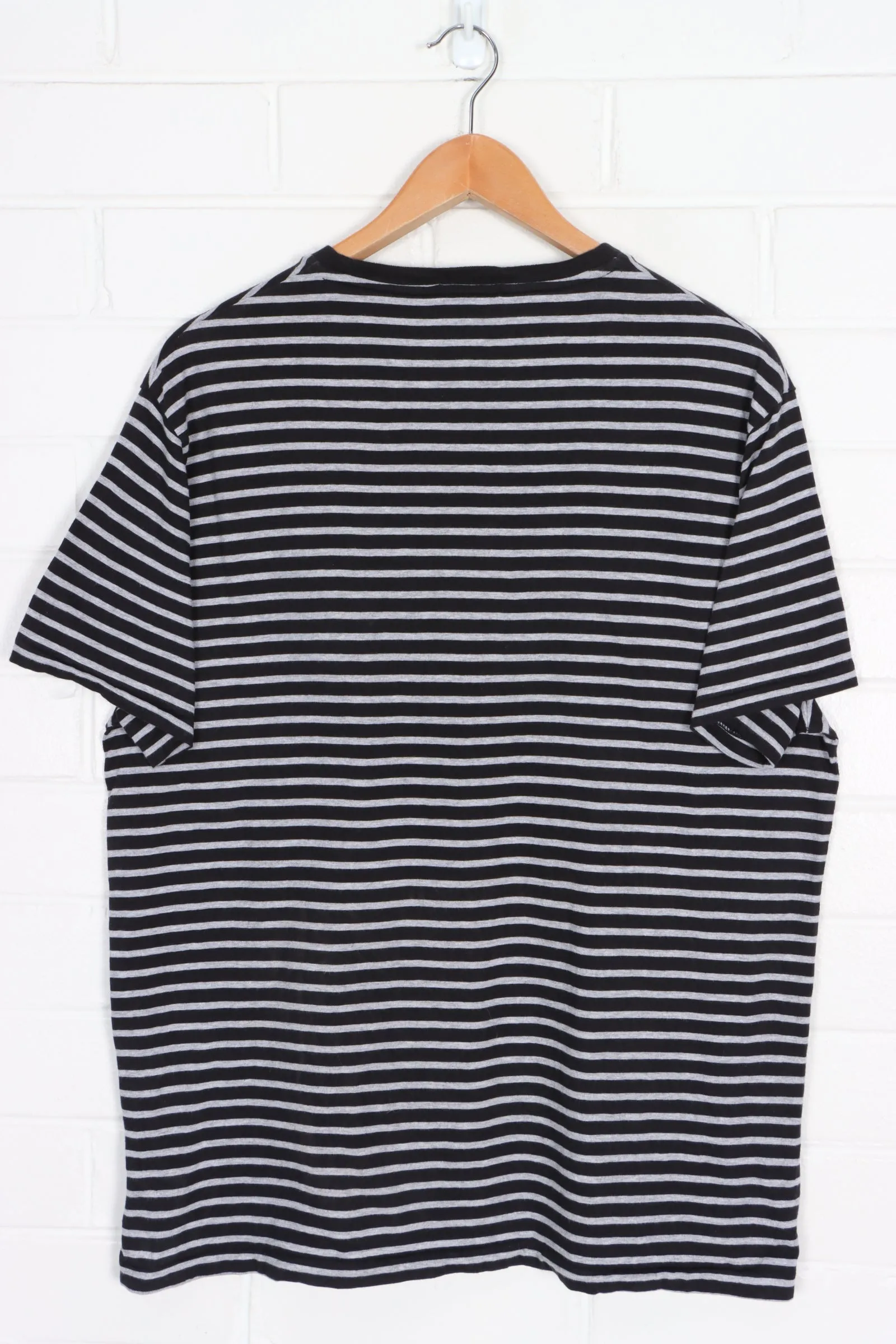 RALPH LAUREN POLO 'Custom Slim Fit' Black Striped Single Stitch T-Shirt (L)