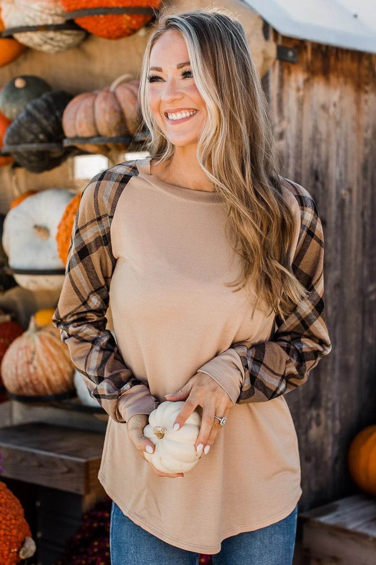 Reminders Of Fall Long Sleeve Top- Mocha