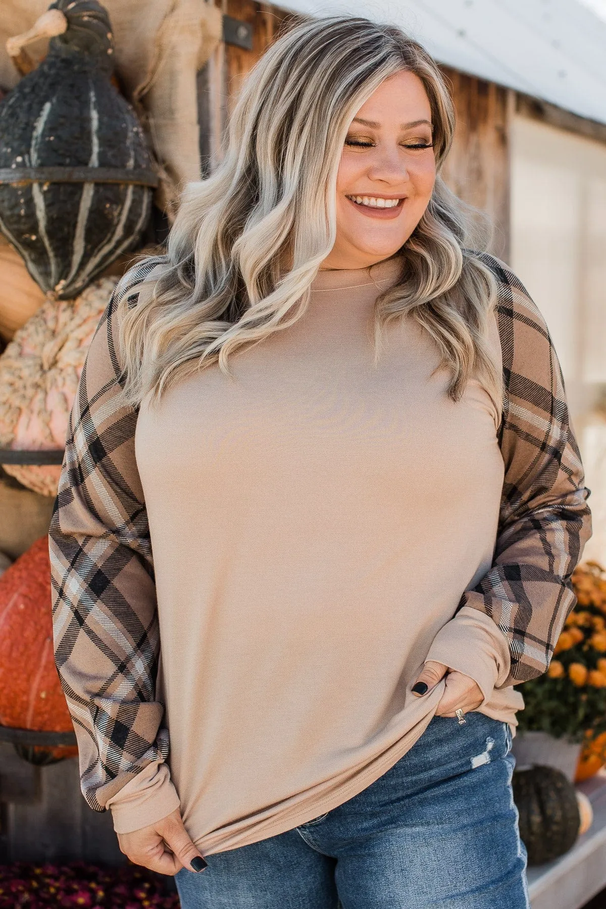 Reminders Of Fall Long Sleeve Top- Mocha