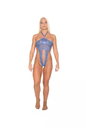 Royal Blue Metallic Sheer Mesh Exotic Sling Shot-Stripper Clothes