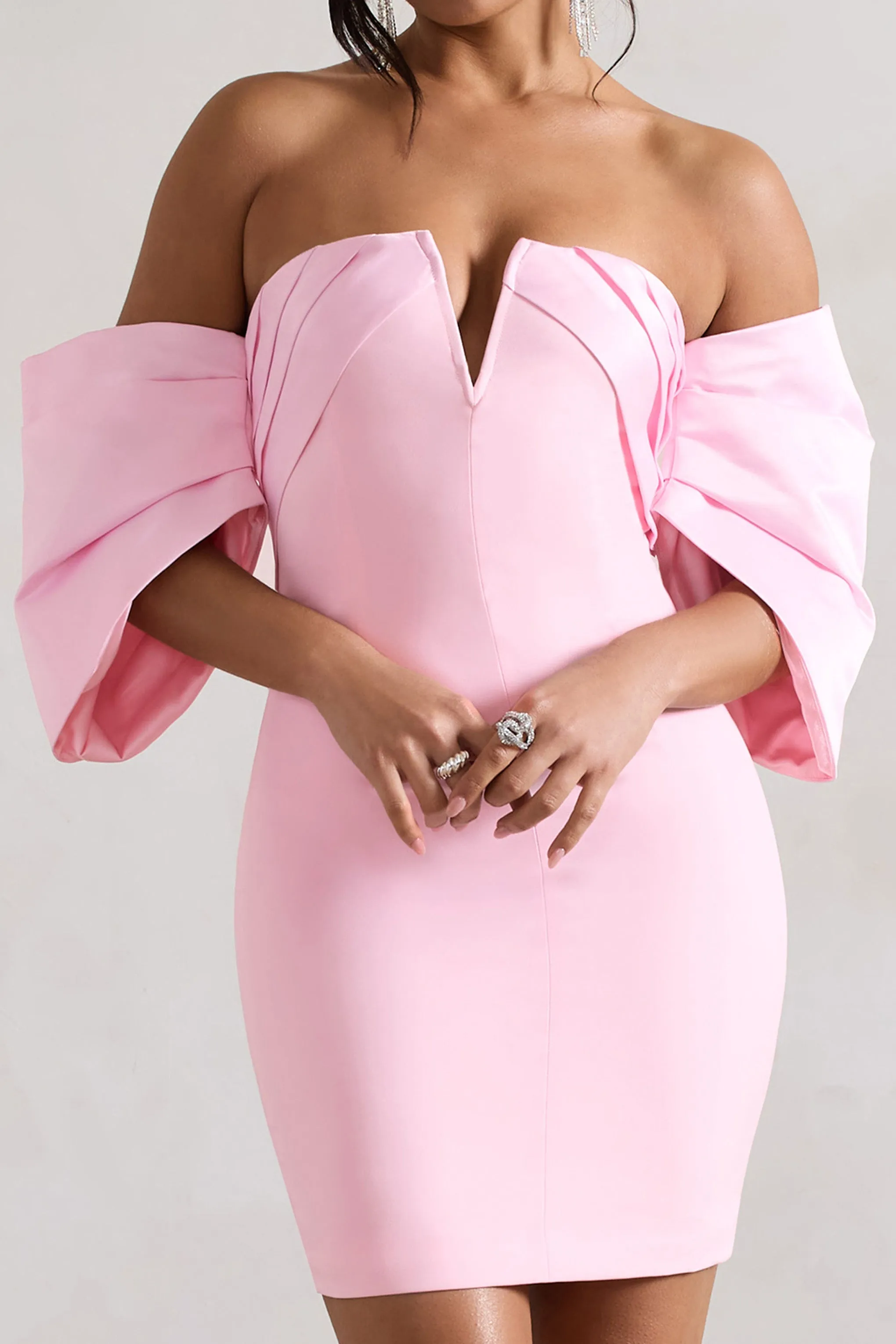 Short & Sweet | Pink Bardot Bodycon Mini Dress