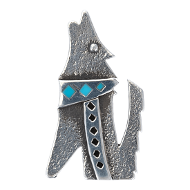 Silver Howling Wolf Pin