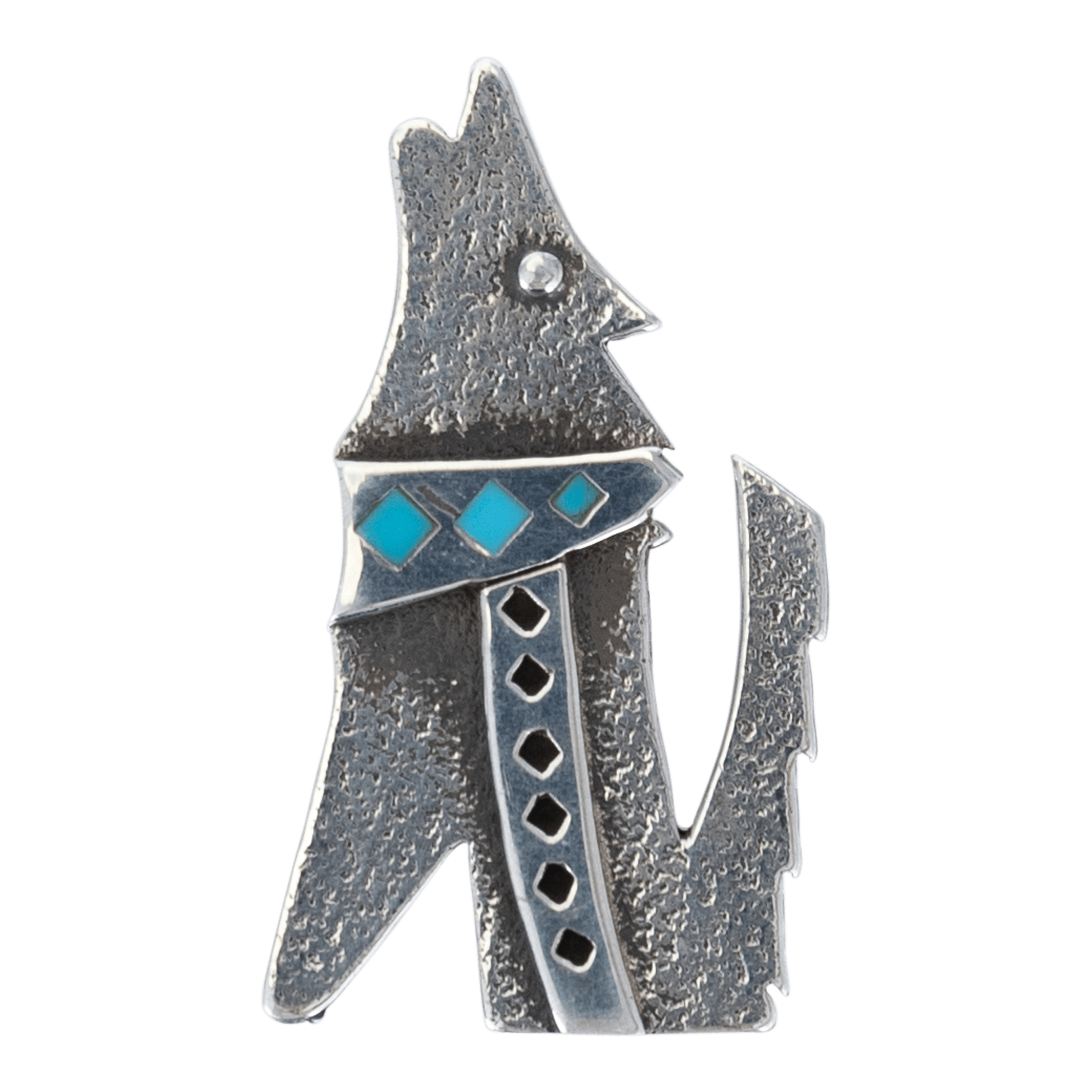 Silver Howling Wolf Pin