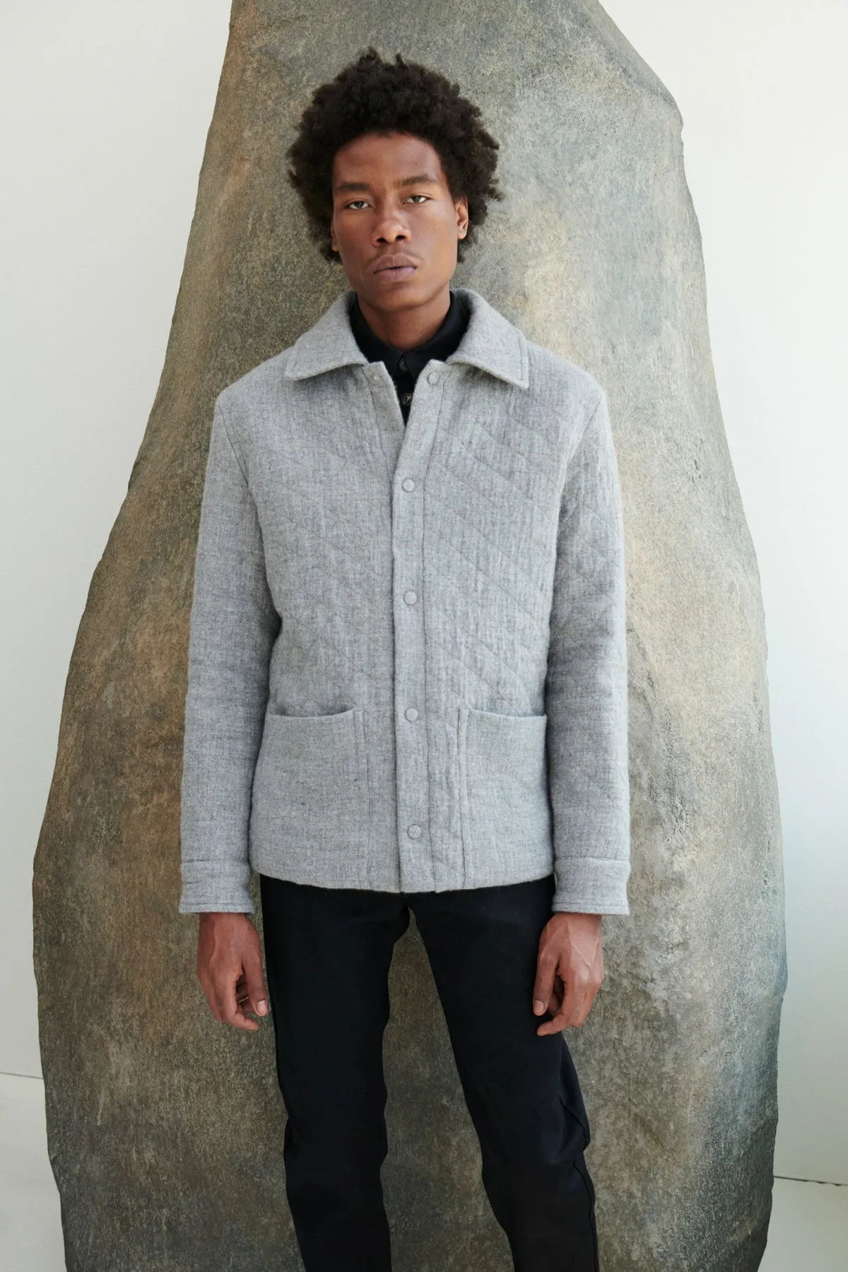 Skye Paddock Jacket in Light Grey Melange Cashmere Linen