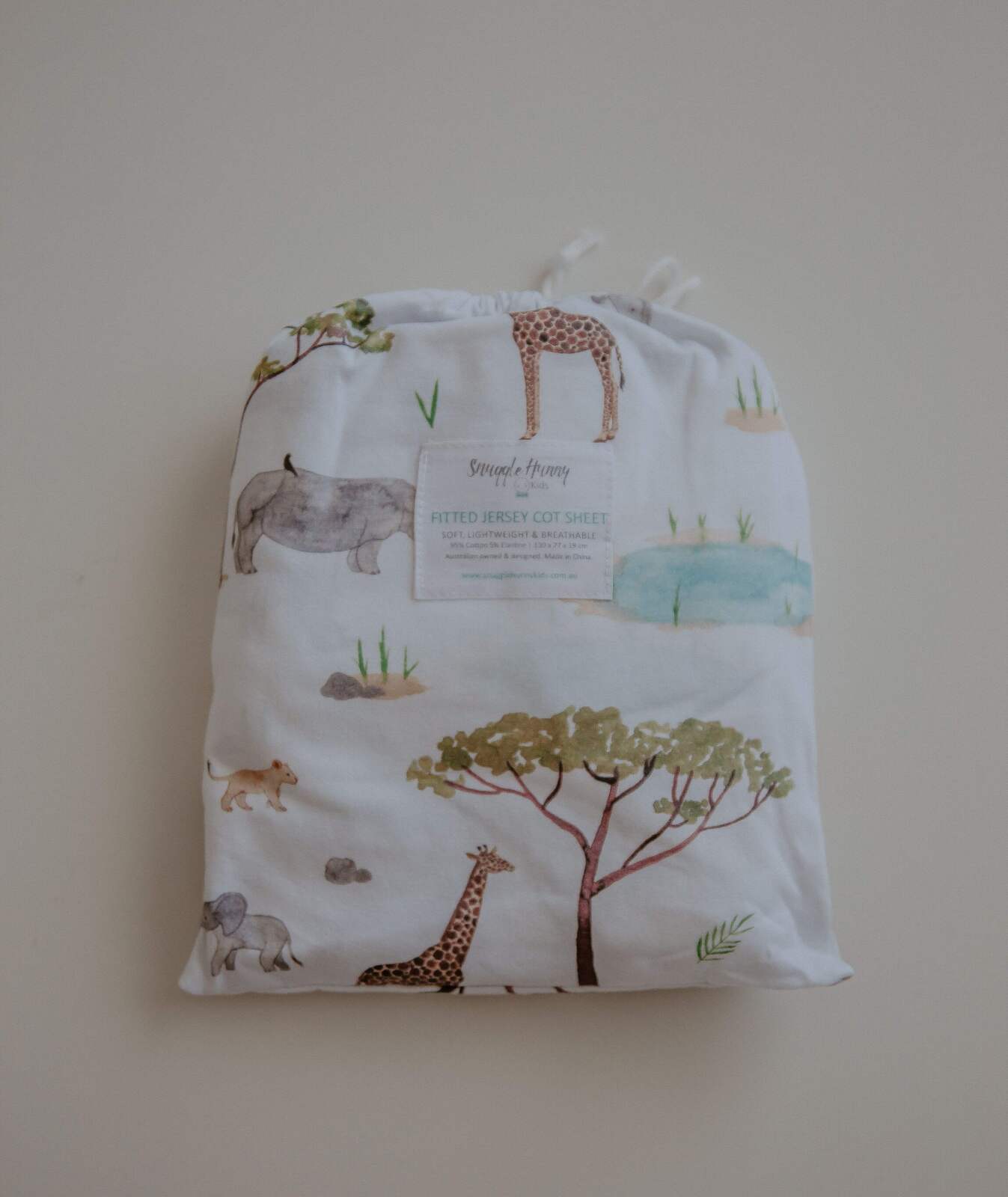 Snuggle Hunny Fitted Cot Sheet - Safari