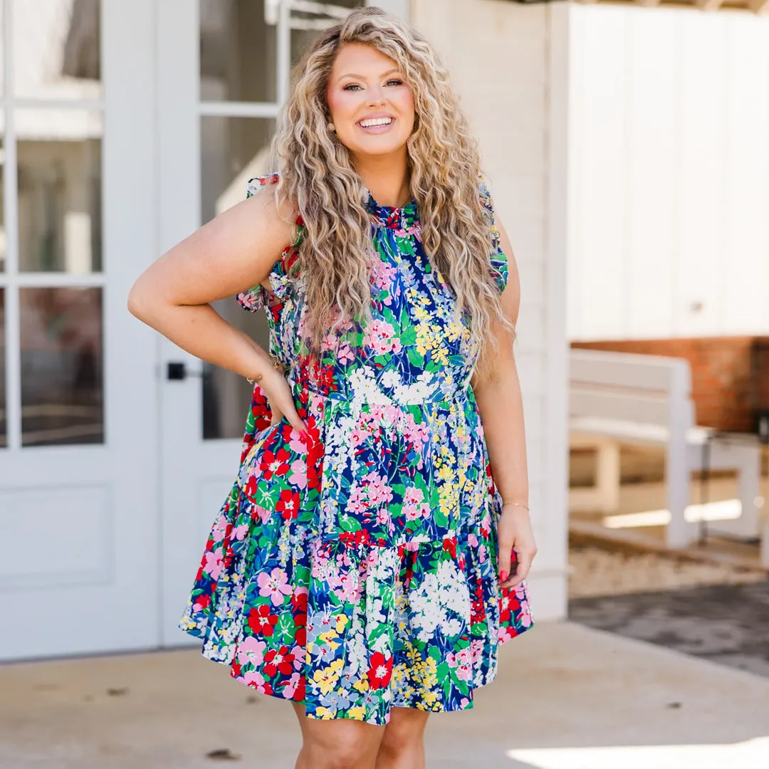 Spinning Around In Circles Dress, Navy