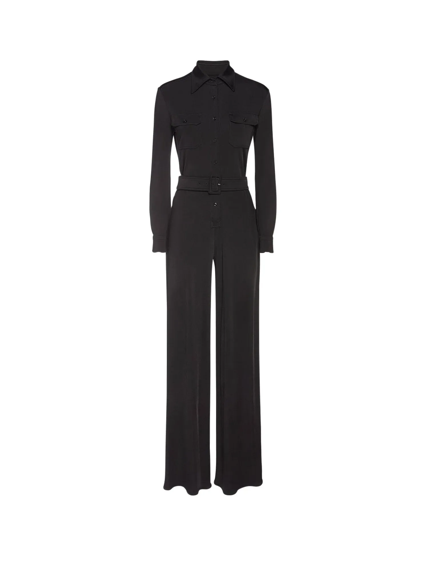 Stretch viscose jumpsuit with belt