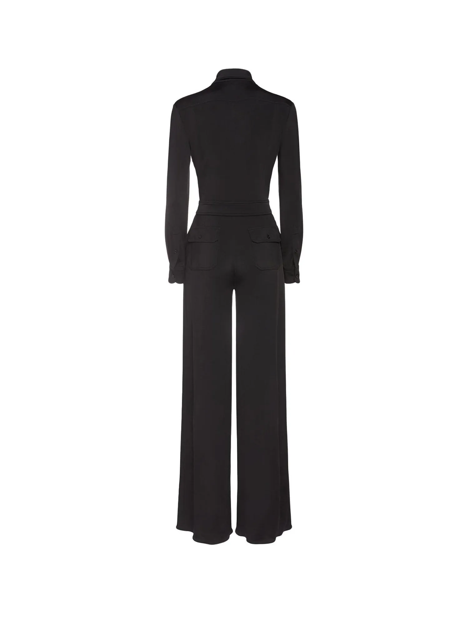 Stretch viscose jumpsuit with belt