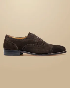 Suede Oxford Brogue Shoes - Dark Chocolate