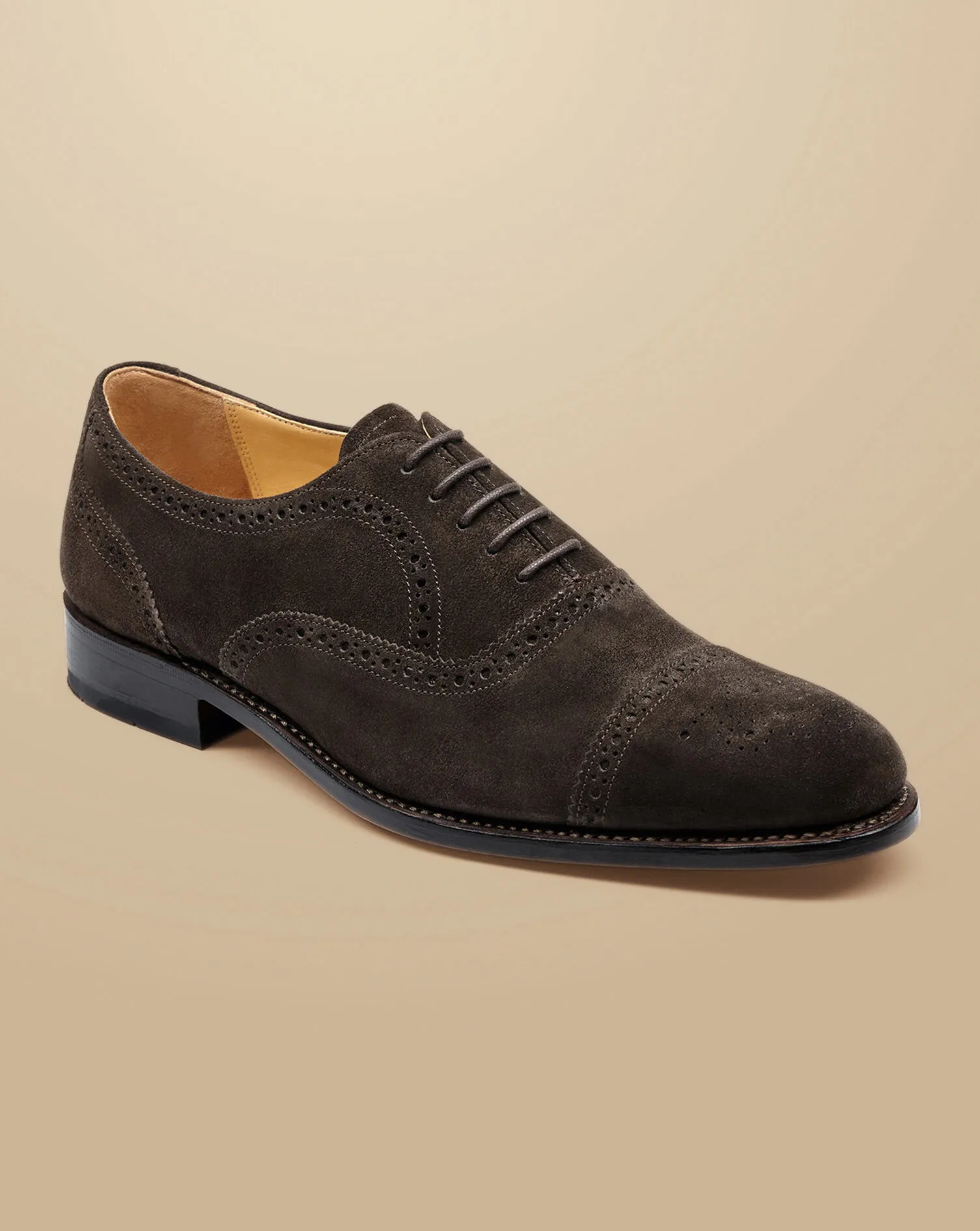 Suede Oxford Brogue Shoes - Dark Chocolate