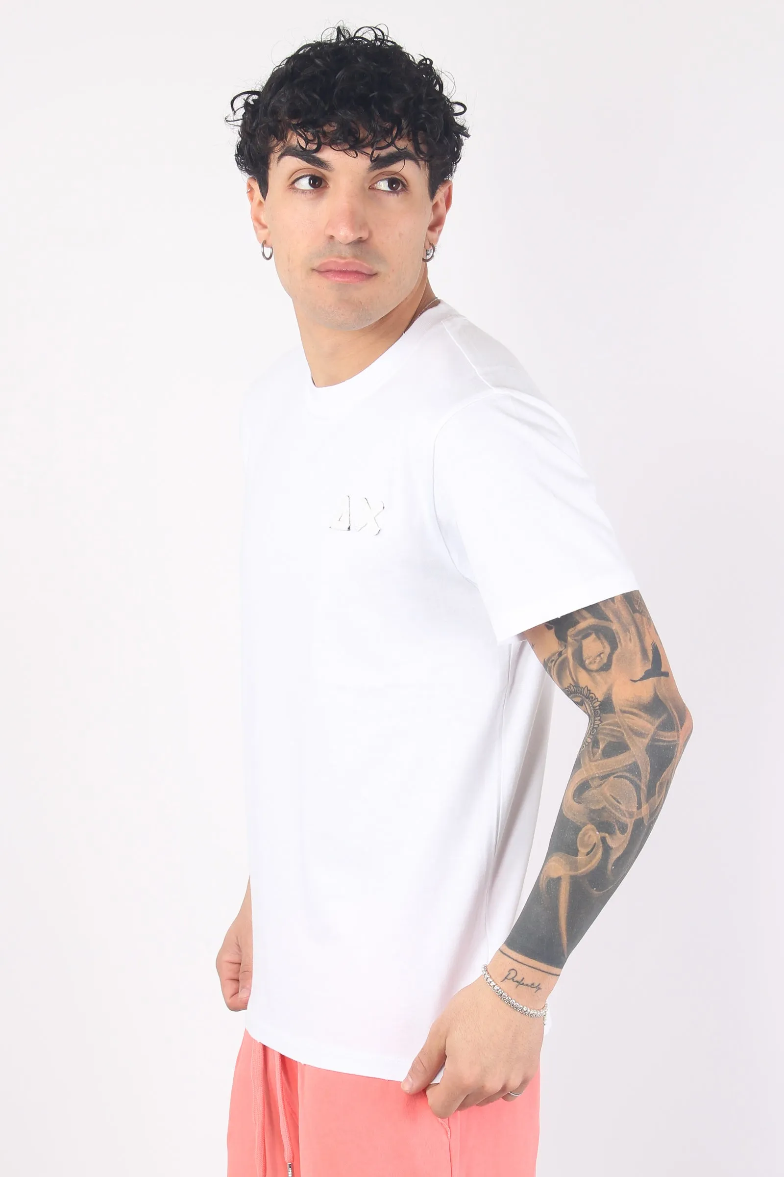 T-shirt Logo Rilievo Bianco