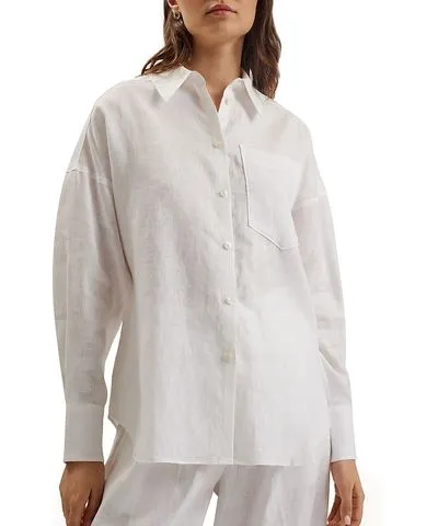 Ted Baker Toloca Linen Oversized Long Sleeve Shirt