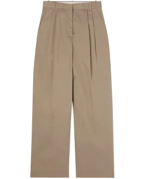 Toffee Wide Leg Pleated Chino