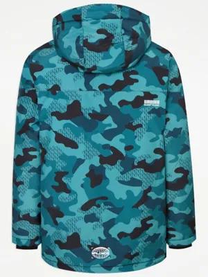 Turquoise Camouflage Fleece Lined Padded Sports Jacket | Kids | George at ASDA