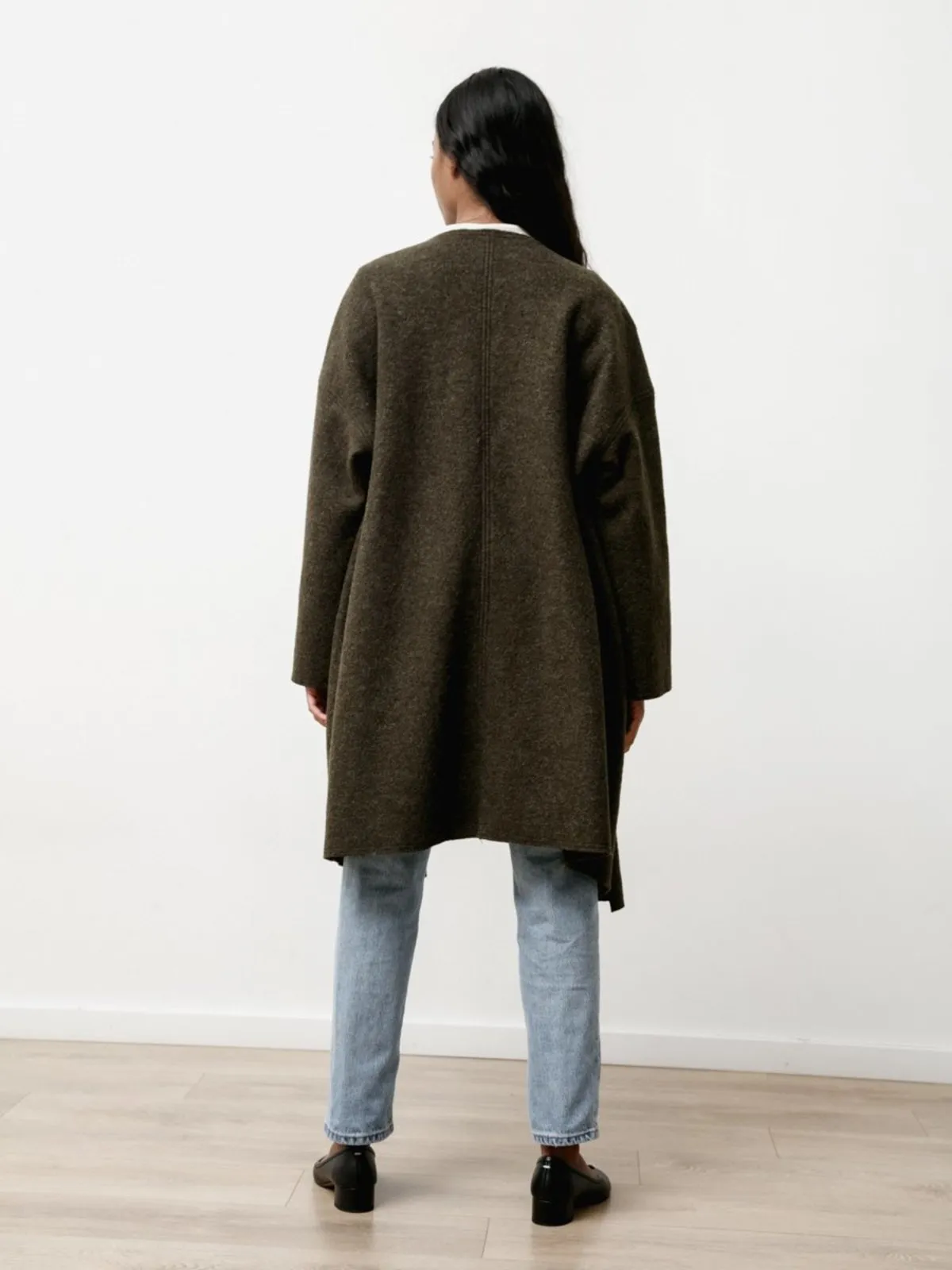 Ura Boiled Wool  Coat - Heather Green