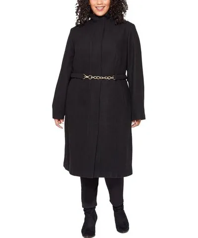 Vince Camuto Womens Belted Trench Wool Coat