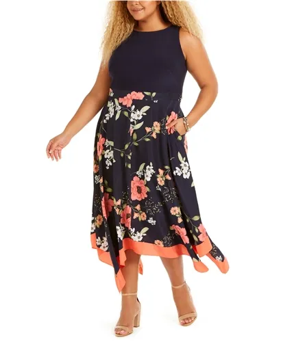 Vince Camuto Womens Floral Asymmetrical Dress