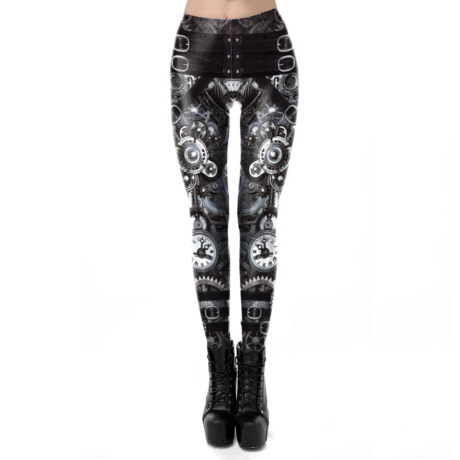 Women Retro Mechanical Gear Workout Pant 3D Print Steampunk Vintage Slim Fitness Sexy Legging