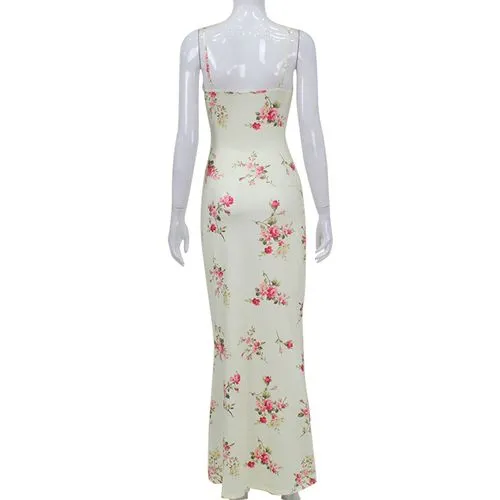 Women's Regular Dress Elegant V Neck Printing Sleeveless Flower Maxi Long Dress Masquerade