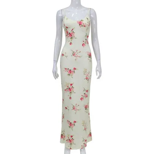 Women's Regular Dress Elegant V Neck Printing Sleeveless Flower Maxi Long Dress Masquerade