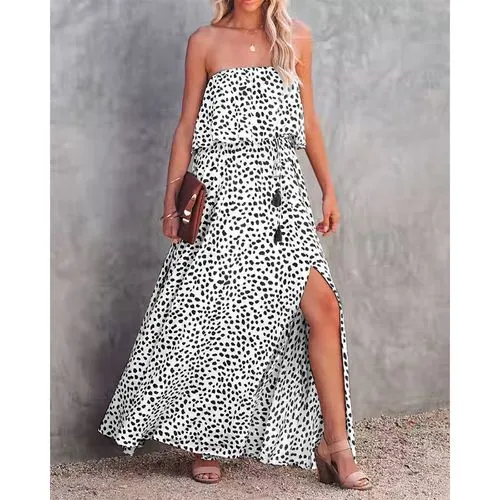 Women's Slit Dress Elegant Boat Neck Color Block Maxi Long Dress Banquet