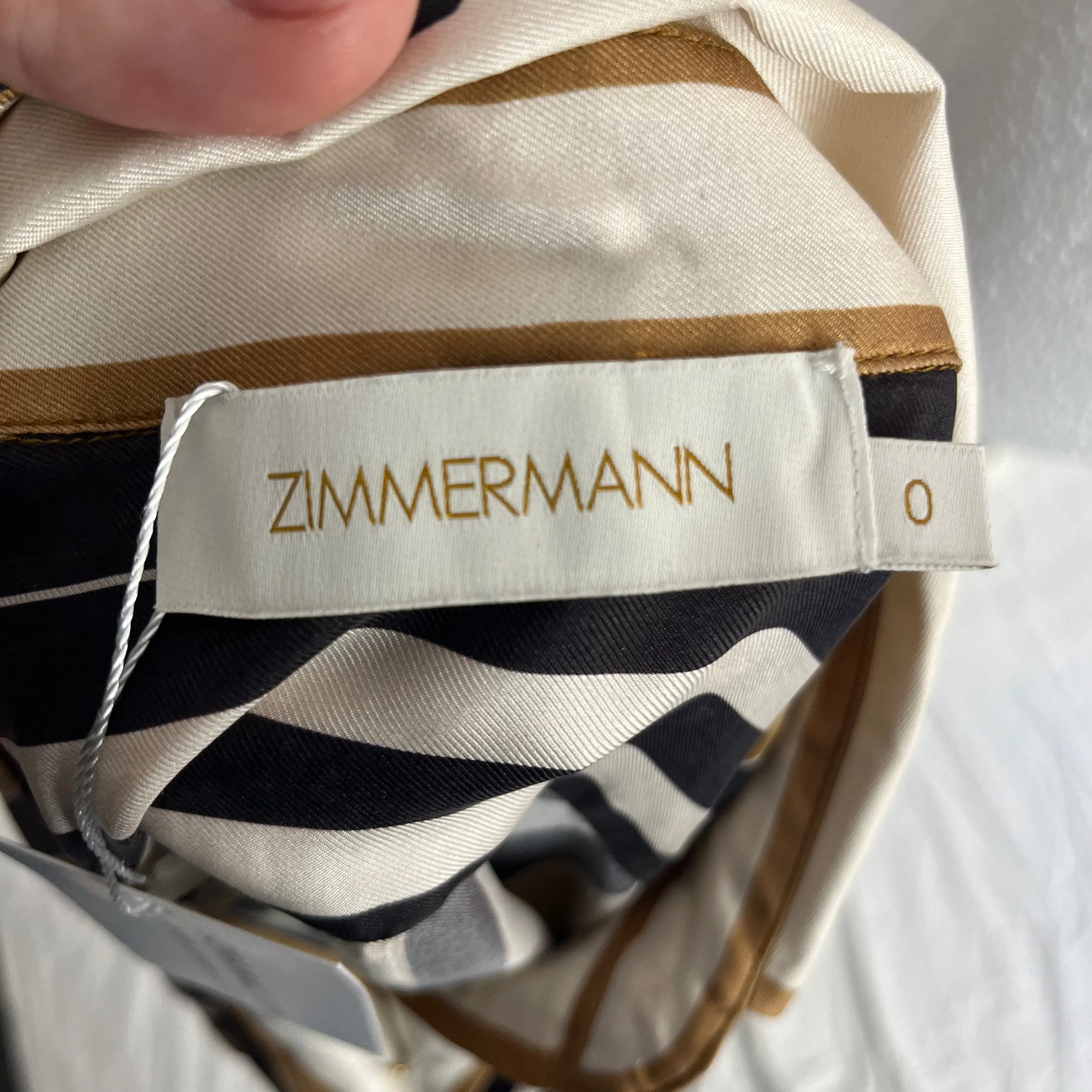 Zimmermann Silk Striped Shirt with Tie XS